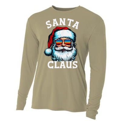 Vintage Christmas Santa Claus Face Glasses Old Xmas Matching Cooling Performance Long Sleeve Crew