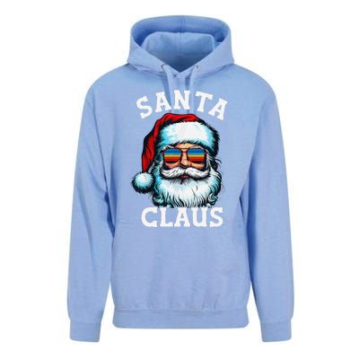 Vintage Christmas Santa Claus Face Glasses Old Xmas Matching Unisex Surf Hoodie