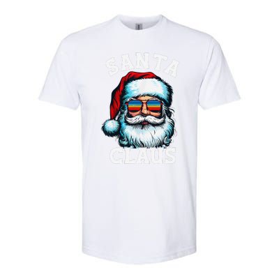 Vintage Christmas Santa Claus Face Glasses Old Xmas Matching Softstyle CVC T-Shirt