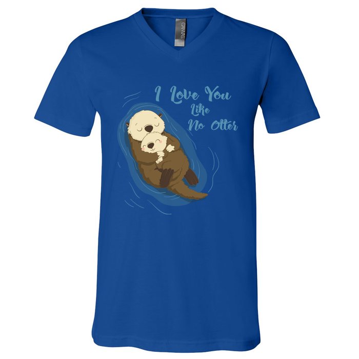 Very Cute Sea Otters : I Love You Like No Otter Gift V-Neck T-Shirt