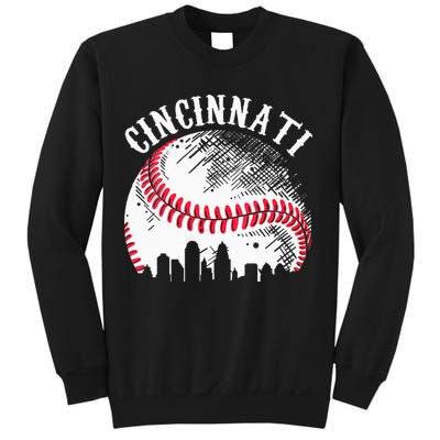 Vintage Cincinnati Skyline City Baseball Tee Met At Gameday Sweatshirt