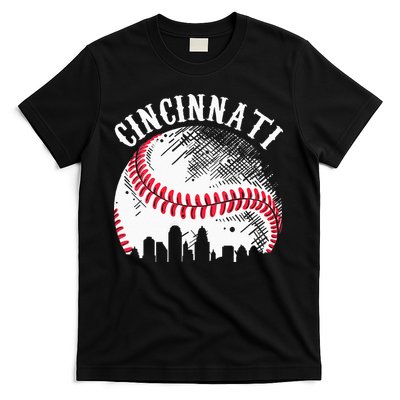Vintage Cincinnati Skyline City Baseball Tee Met At Gameday T-Shirt