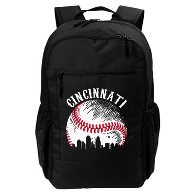 Vintage Cincinnati Skyline City Baseball Tee Met At Gameday Backpack