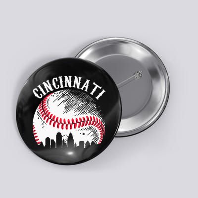 Vintage Cincinnati Skyline City Baseball Tee Met At Gameday Button