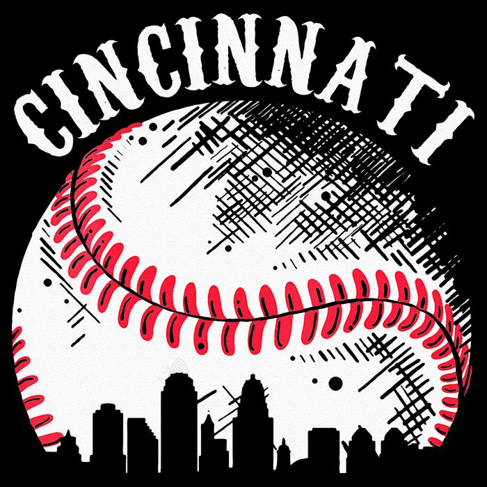 Vintage Cincinnati Skyline City Baseball Tee Met At Gameday Button