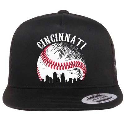 Vintage Cincinnati Skyline City Baseball Tee Met At Gameday Flatbill Hat