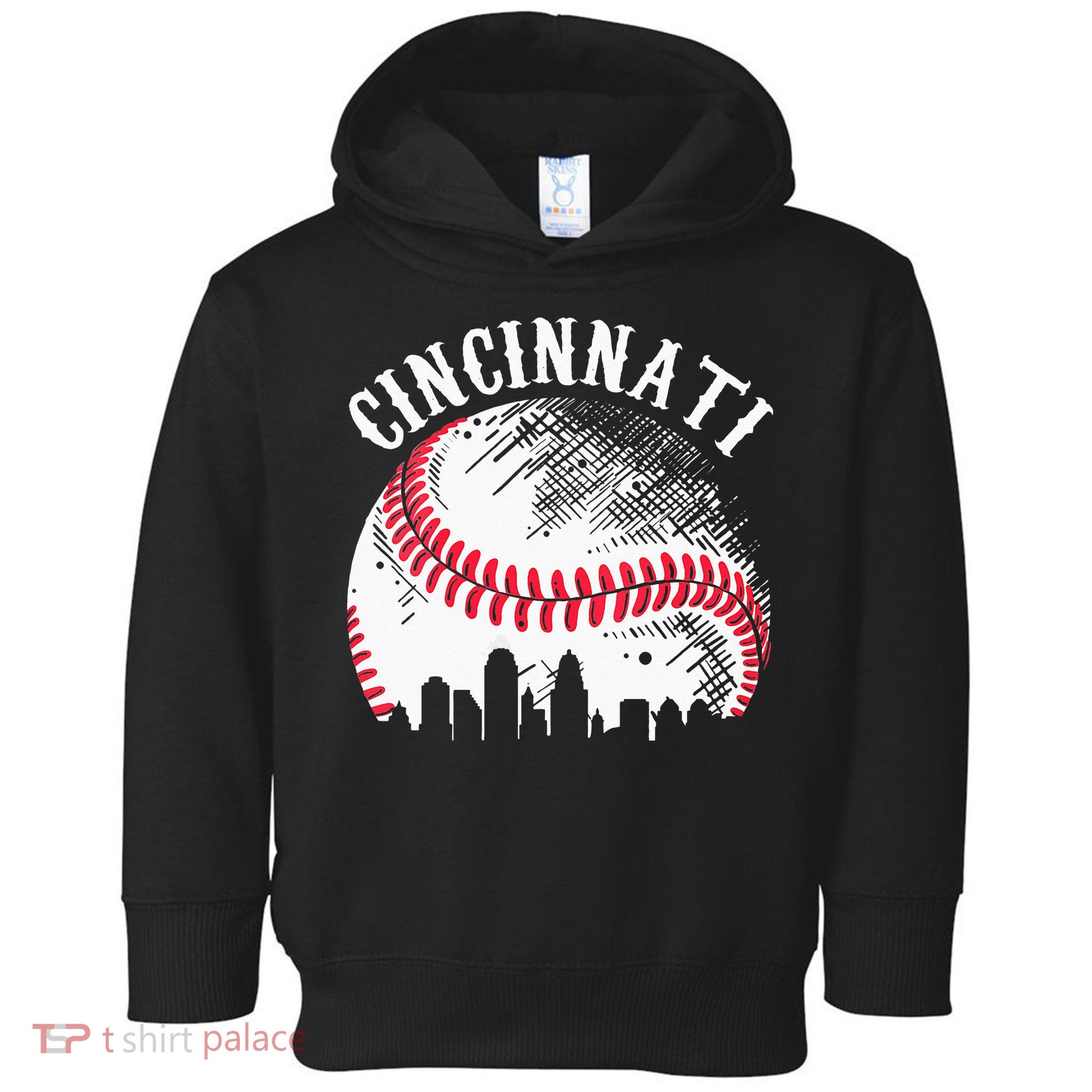 Vintage Cincinnati Skyline City Baseball Tee Met At Gameday Toddler Hoodie