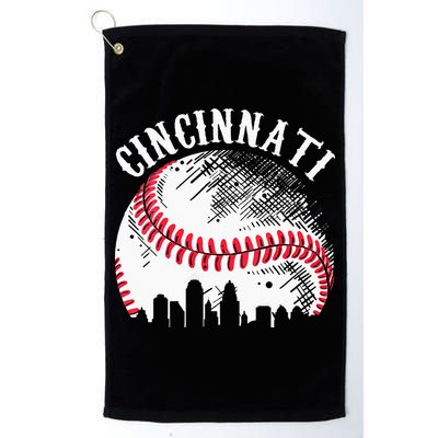 Vintage Cincinnati Skyline City Baseball Tee Met At Gameday Golf Towel