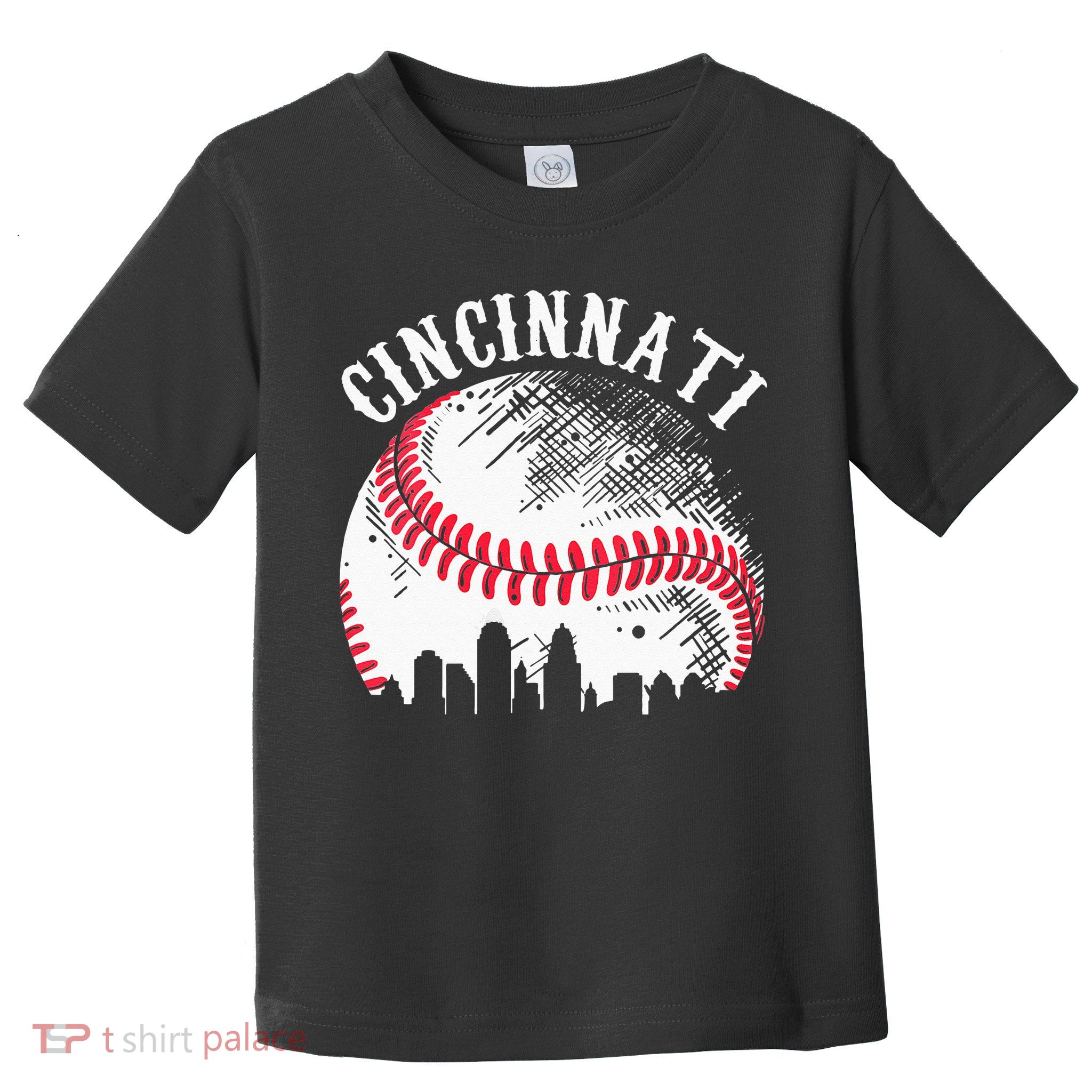 Vintage Cincinnati Skyline City Baseball Tee Met At Gameday Toddler T-Shirt