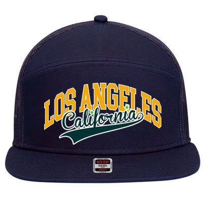 Vintage Collegiate Style Los Angeles California 7 Panel Mesh Trucker Snapback Hat