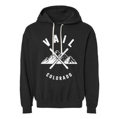 Vail Colorado Skiing Snowboarding Winter Ski Park Mountain Garment-Dyed Fleece Hoodie