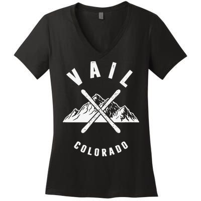 Vail Colorado Skiing Snowboarding Winter Ski Park Mountain Women's V-Neck T-Shirt