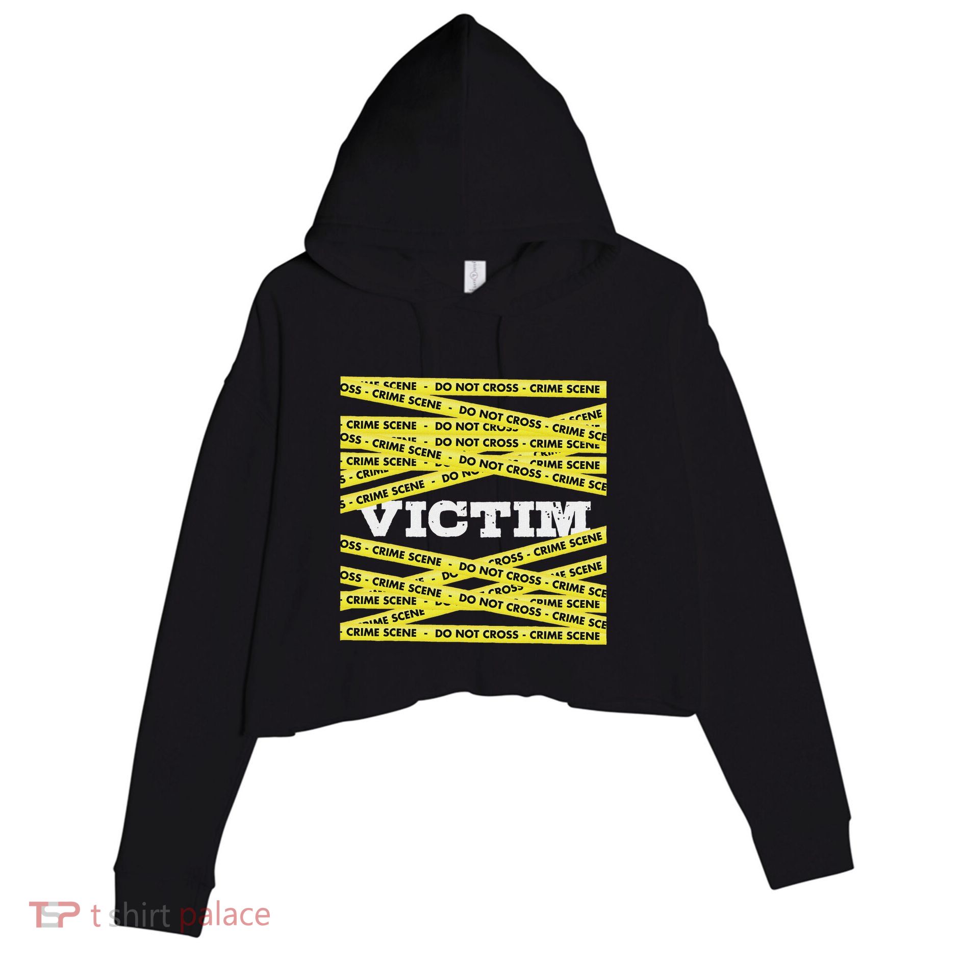 Victim Crime Scene Do No Cross True Crime Costume Crop Fleece Hoodie