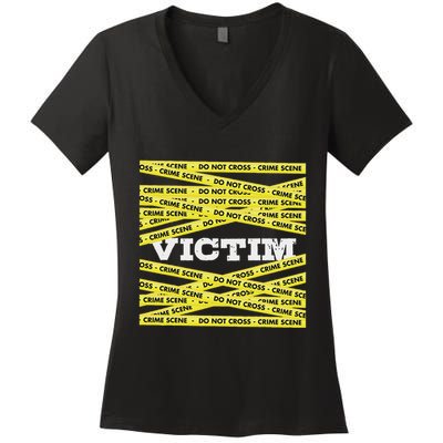 Victim Crime Scene Do No Cross True Crime Costume Women's V-Neck T-Shirt