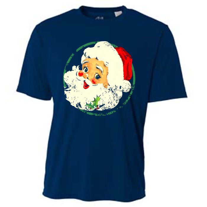 Vintage Christmas Santa Claus Face Old Fashioned Cooling Performance Crew T-Shirt