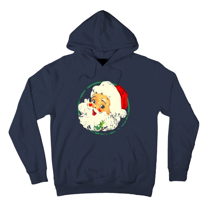 Vintage Christmas Santa Claus Face Old Fashioned Hoodie