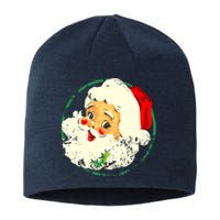 Vintage Christmas Santa Claus Face Old Fashioned Sustainable Beanie