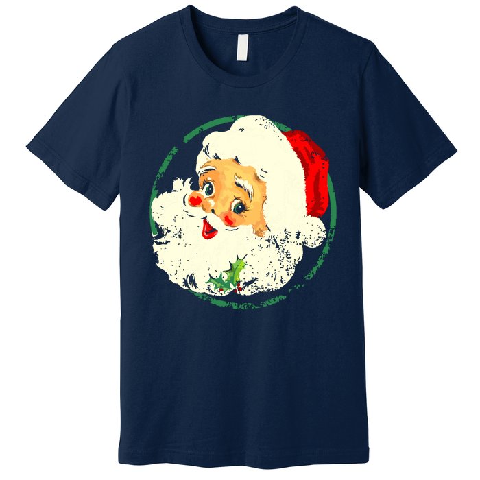 Vintage Christmas Santa Claus Face Old Fashioned Premium T-Shirt