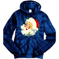 Vintage Christmas Santa Claus Face Old Fashioned Tie Dye Hoodie