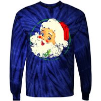 Vintage Christmas Santa Claus Face Old Fashioned Tie-Dye Long Sleeve Shirt