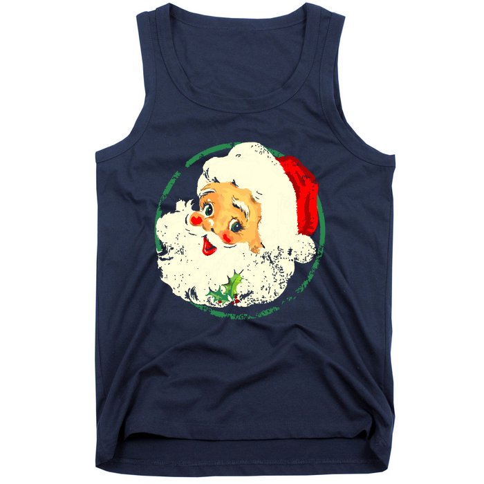 Vintage Christmas Santa Claus Face Old Fashioned Tank Top