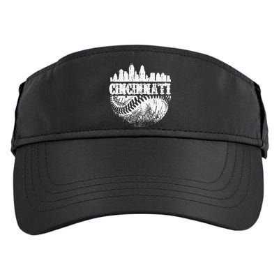 Vintage Cincinnati Skyline City Baseball Met At Gameday Adult Drive Performance Visor