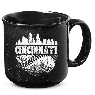 Vintage Cincinnati Skyline City Baseball Met At Gameday 15oz Campfire Ceramic Mug