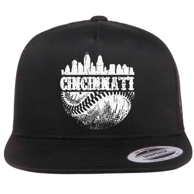 Vintage Cincinnati Skyline City Baseball Met At Gameday Flatbill Hat
