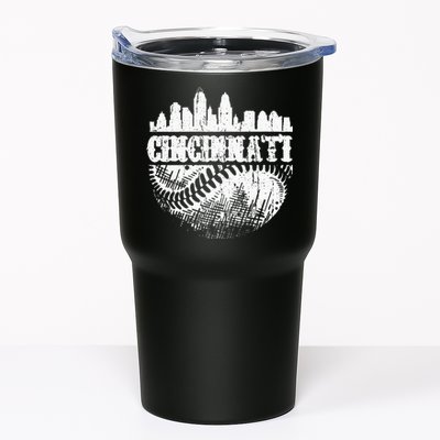 Vintage Cincinnati Skyline City Baseball Met At Gameday Tumbler