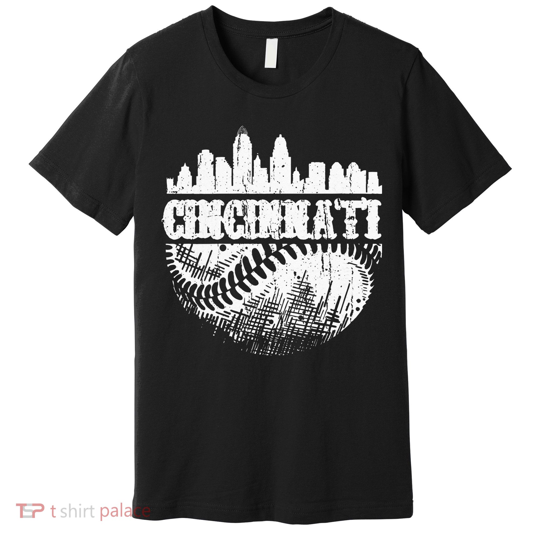 Vintage Cincinnati Skyline City Baseball Met At Gameday Premium T-Shirt
