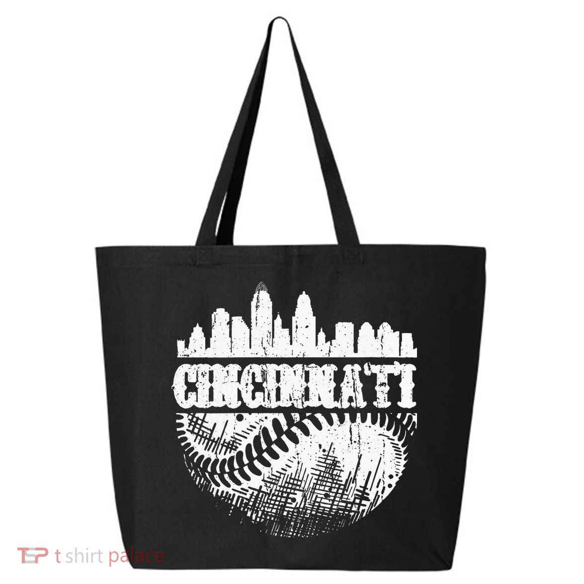Vintage Cincinnati Skyline City Baseball Met At Gameday 25L Jumbo Tote