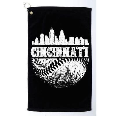 Vintage Cincinnati Skyline City Baseball Met At Gameday Golf Towel