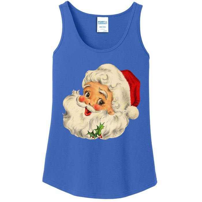 Vintage Christmas Santa Claus Face Funny Old Fashioned Gift Ladies Essential Tank