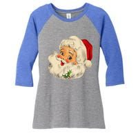 Vintage Christmas Santa Claus Face Funny Old Fashioned Gift Women's Tri-Blend 3/4-Sleeve Raglan Shirt