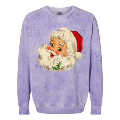 Vintage Christmas Santa Claus Face Funny Old Fashioned Great Gift Colorblast Crewneck Sweatshirt