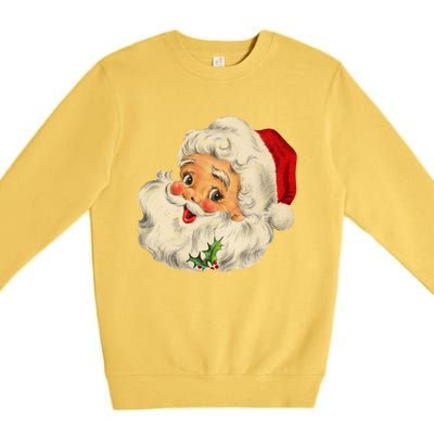 Vintage Christmas Santa Claus Face Funny Old Fashioned Great Gift Premium Crewneck Sweatshirt