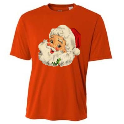 Vintage Christmas Santa Claus Face Funny Old Fashioned Great Gift Cooling Performance Crew T-Shirt