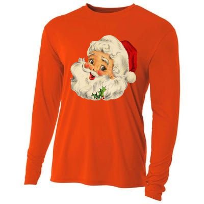 Vintage Christmas Santa Claus Face Funny Old Fashioned Great Gift Cooling Performance Long Sleeve Crew