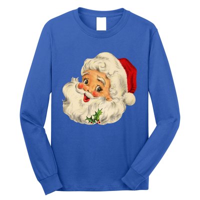 Vintage Christmas Santa Claus Face Funny Old Fashioned Great Gift Long Sleeve Shirt