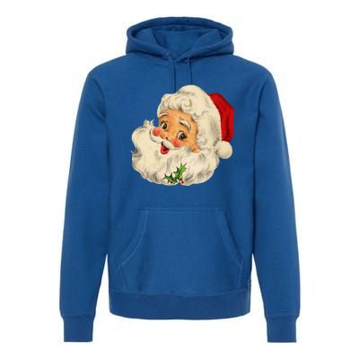 Vintage Christmas Santa Claus Face Funny Old Fashioned Great Gift Premium Hoodie