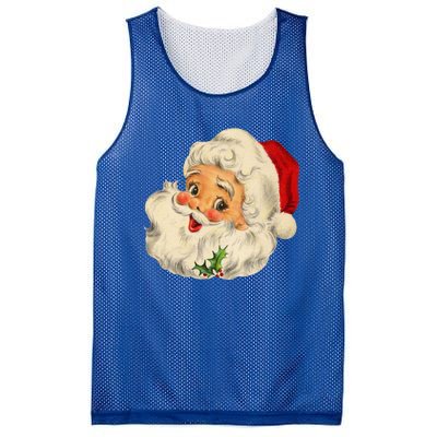 Vintage Christmas Santa Claus Face Funny Old Fashioned Great Gift Mesh Reversible Basketball Jersey Tank