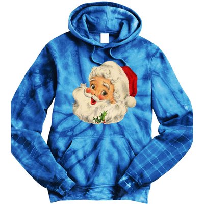 Vintage Christmas Santa Claus Face Funny Old Fashioned Great Gift Tie Dye Hoodie