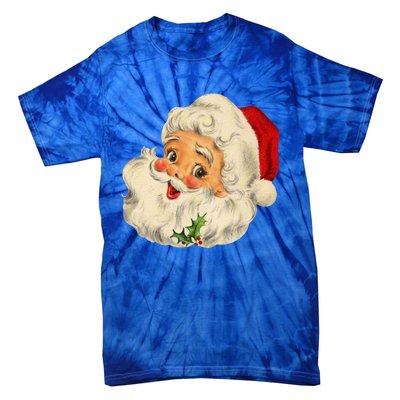 Vintage Christmas Santa Claus Face Funny Old Fashioned Great Gift Tie-Dye T-Shirt