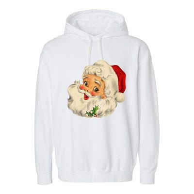 Vintage Christmas Santa Claus Face Funny Old Fashioned Great Gift Garment-Dyed Fleece Hoodie