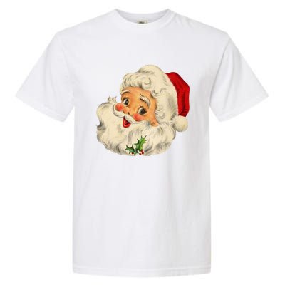 Vintage Christmas Santa Claus Face Funny Old Fashioned Great Gift Garment-Dyed Heavyweight T-Shirt