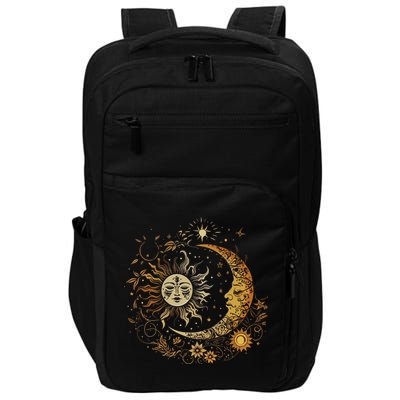 Vintage Celestial Sun Moon Flower Astrology Moon Phases Impact Tech Backpack