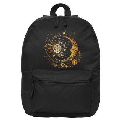Vintage Celestial Sun Moon Flower Astrology Moon Phases 16 in Basic Backpack