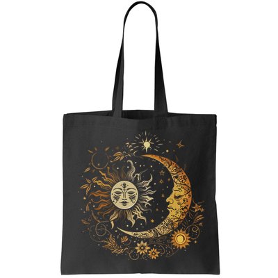 Vintage Celestial Sun Moon Flower Astrology Moon Phases Bag