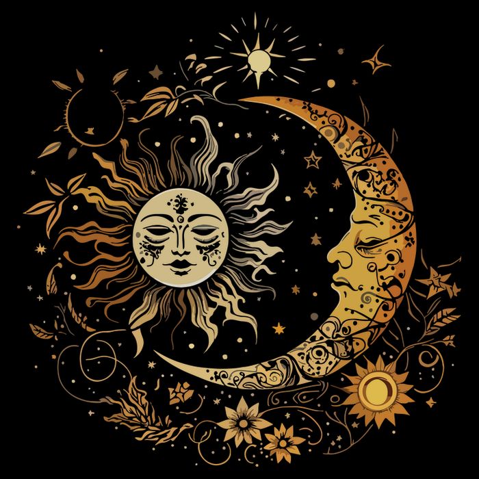 Vintage Celestial Sun Moon Flower Astrology Moon Phases Bag