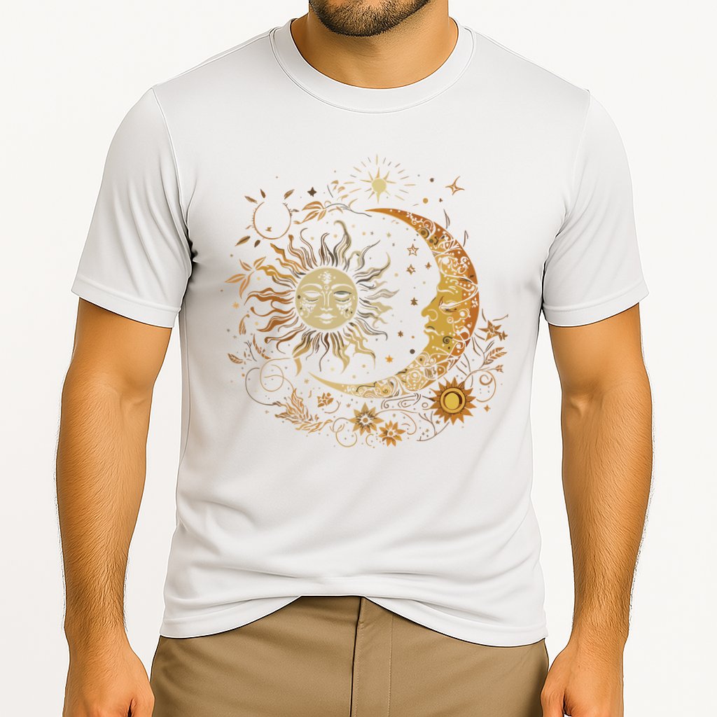 Vintage Celestial Sun Moon Flower Astrology Moon Phases Cooling Performance Crew T-Shirt